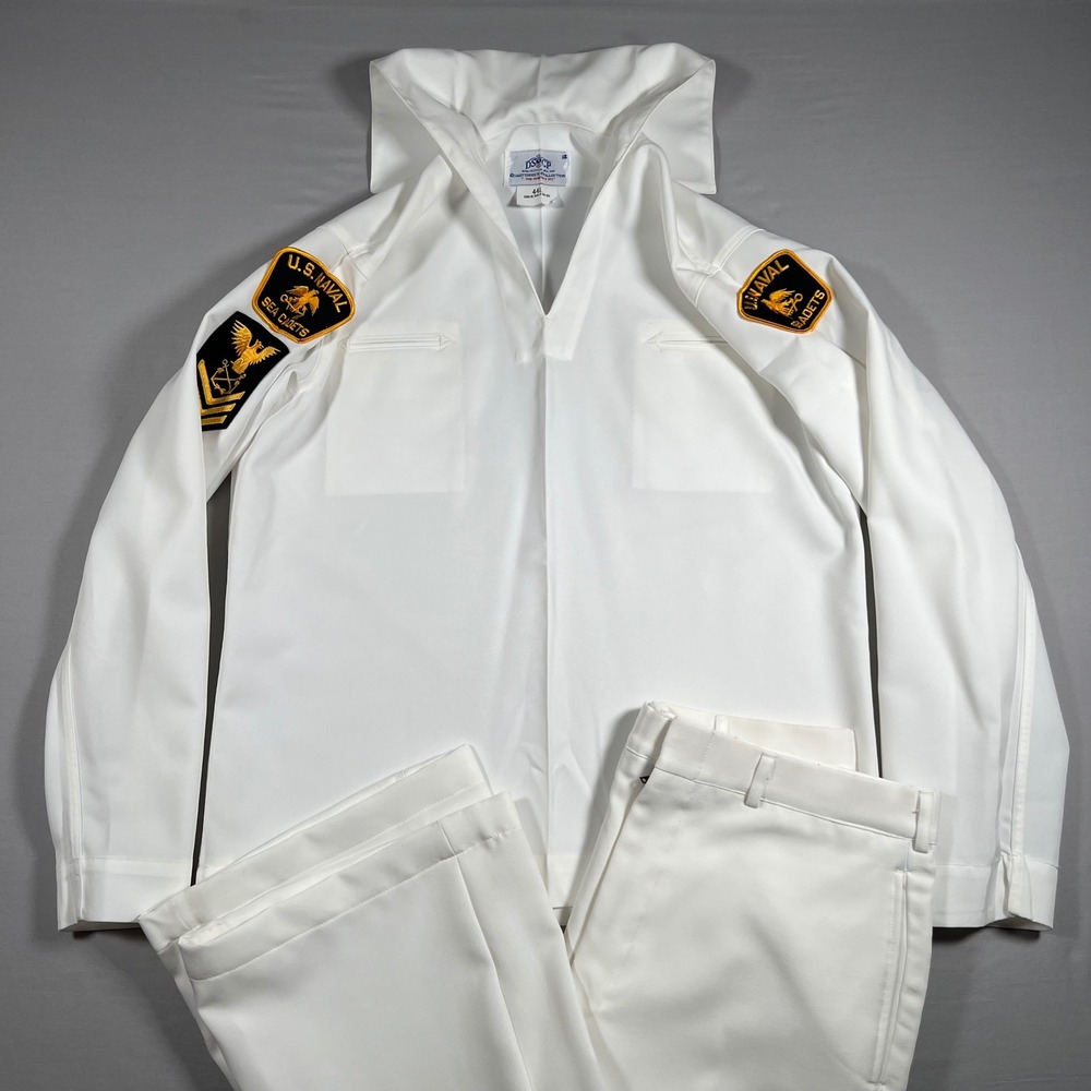 US Naval Sea Cadets Corps Uniform Set White Jumper 44L Trousers 35R DSCP VTG 90s